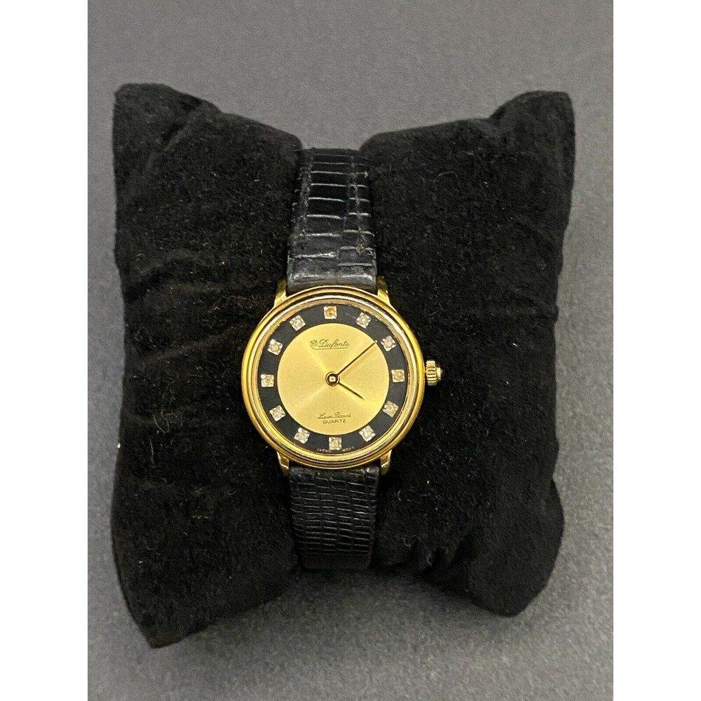 Vintage Dufonte Women’s Gold Tone Quartz Watch with Diamond Markers – WORKS